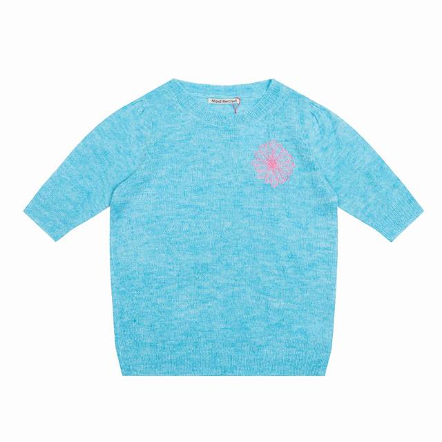Mardi Mercredi 25Ss small daisy embroidered logo knitted short sleeves - origina