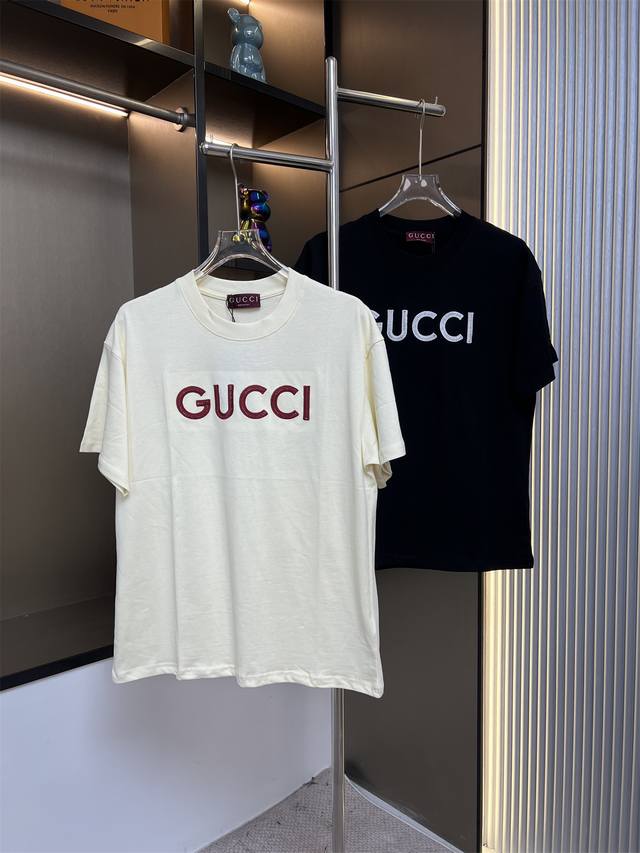 Gucci 2025Ss new classic letter embroidered couple casual short-sleeved T-shirt