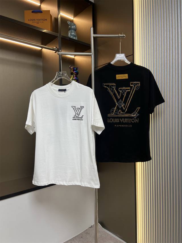 Louis Vuitton 2025Ss new patchwork color matching letter couple casual short-sle