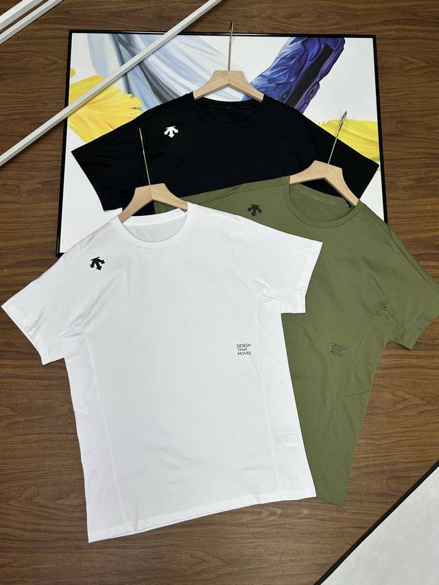 High version! Descente three-color round neck T-shirt short-sleeved top for coup