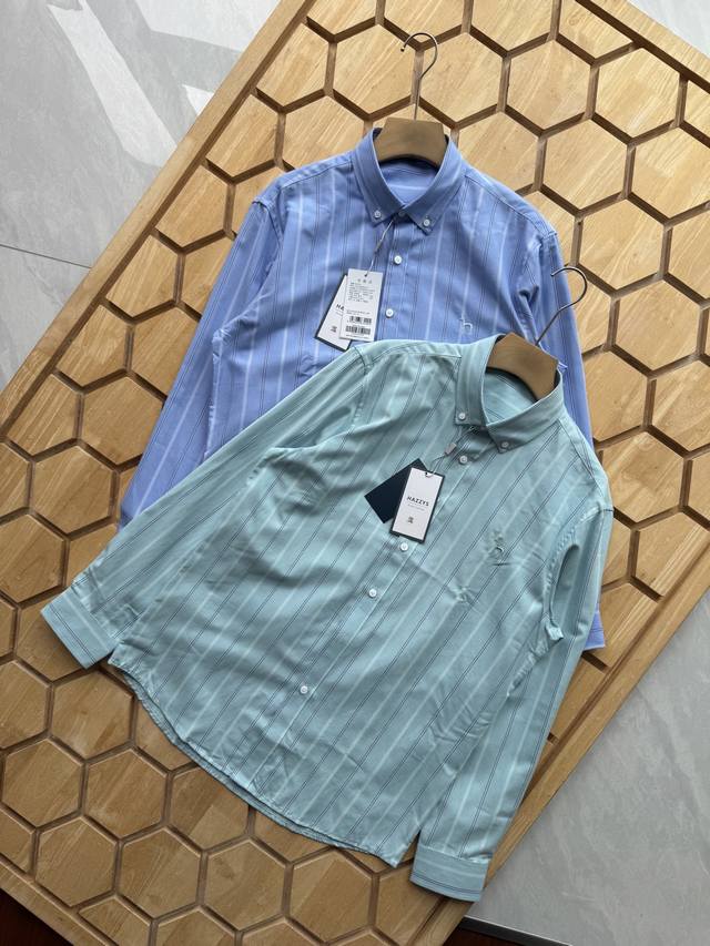 Hazzys 25 Spring New Men's Tops Casual Long Sleeve Shirt Striped Cotton Shirt Ja