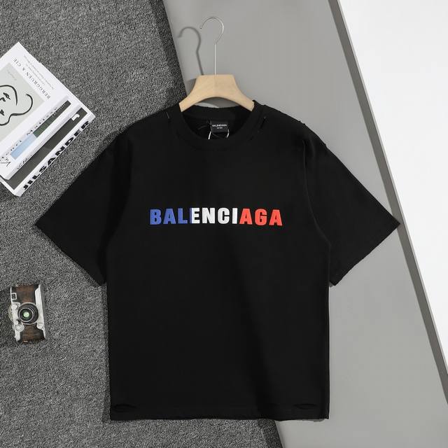 New top replica version Balele 25Ss early spring new letter logo fat print short