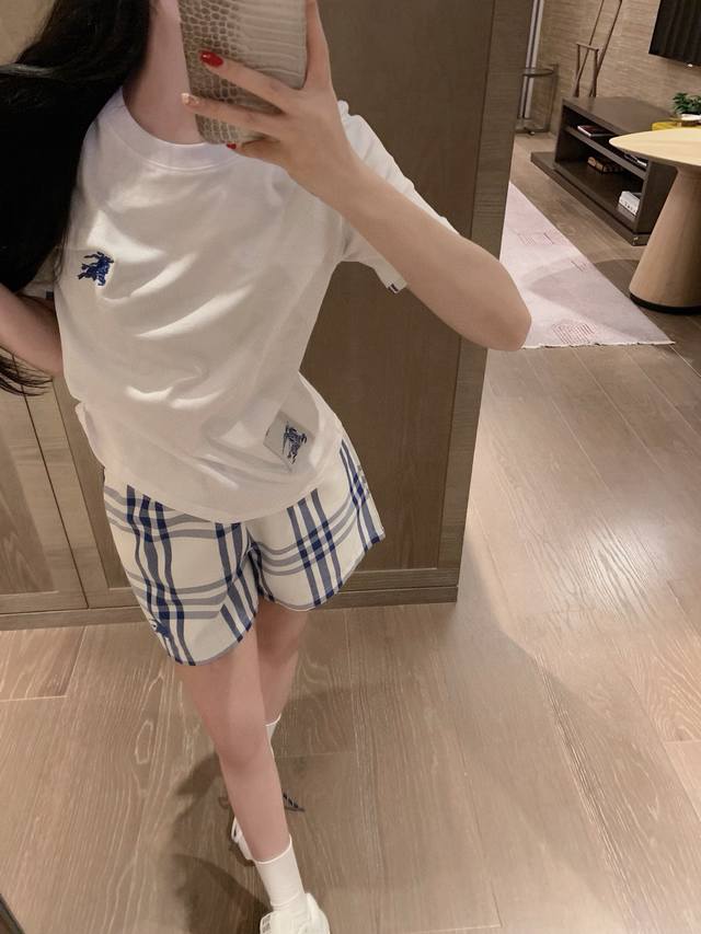 short-sleeved pants set Burberry Bbr custom letter logo cloth label warhorse emb