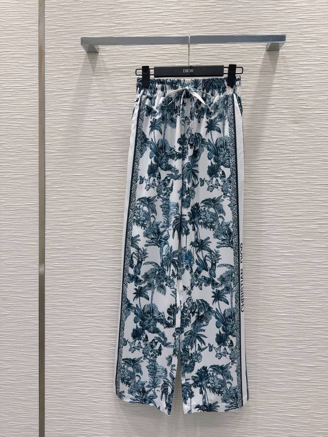 Dior positioning letter print full print drawstring elastic waist trousers Style