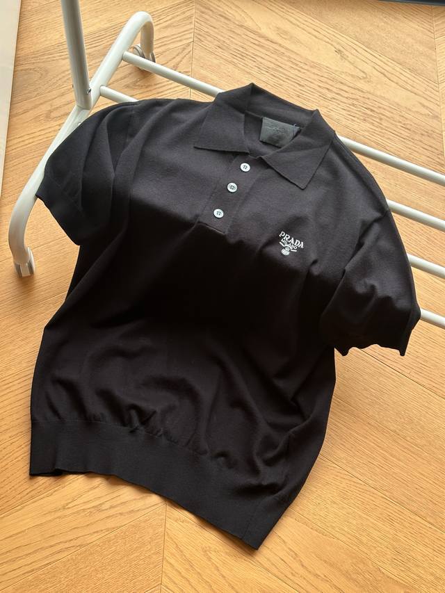 for Prada classic knitted embroidered Logo short sleeves S~Xl Custom-made fine 1