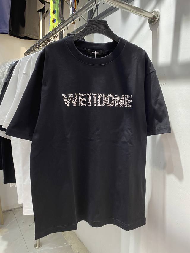 Style number: Zmr92# We We11Done hot pearl hot-strap couple short-sleeved T-shir