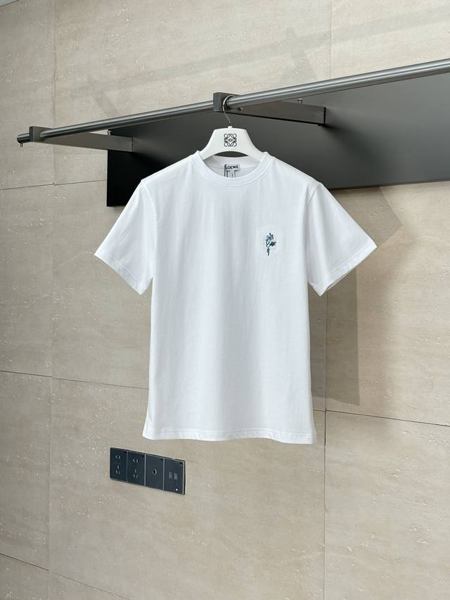Loewe* Loewe 25Ss new flower embroidered cotton short-sleeved T-shirt Made of im