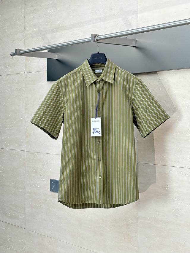 Burberr* Burberry Bbr 25Ss Spring and Summer new striped short-sleeved shirt The