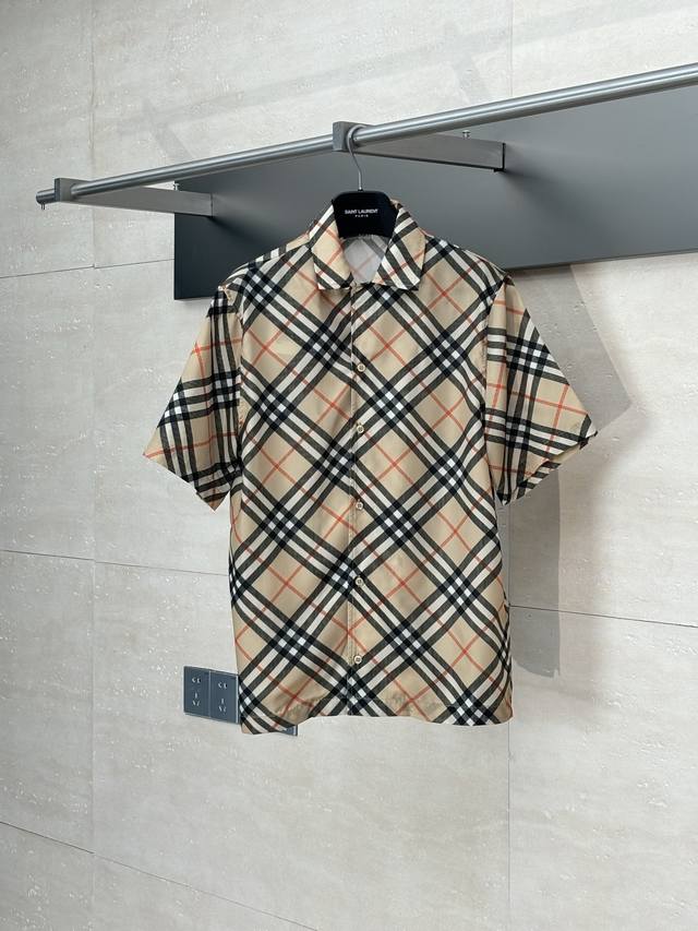 Burberry* Burberry 25Ss new classic twill short-sleeved shirt Italian fine fabri
