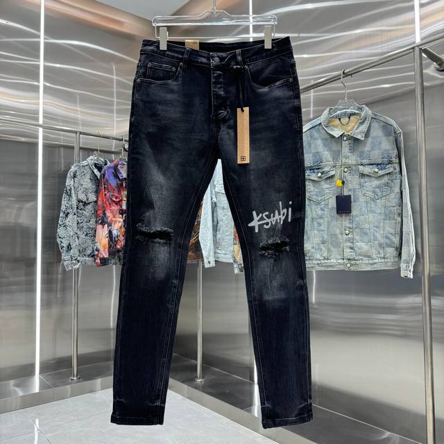 Ksubi Australia ripped letter craft street trend slim fit skinny stretch jeans c