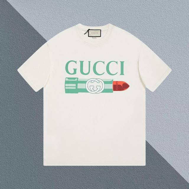 High quality Guc new lipstick T-shirt, custom-dyed high-weight original fabric,