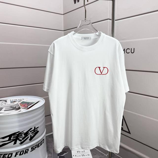 Valentno Valentino letter logo embroidery 2025Ss official short-sleeved T-shirt