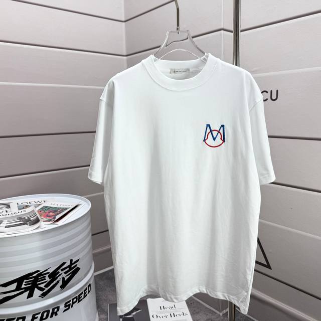 Moncl* 2025 Spring and Summer New Short Sleeve T-shirt Heavy Cotton Letter Logo