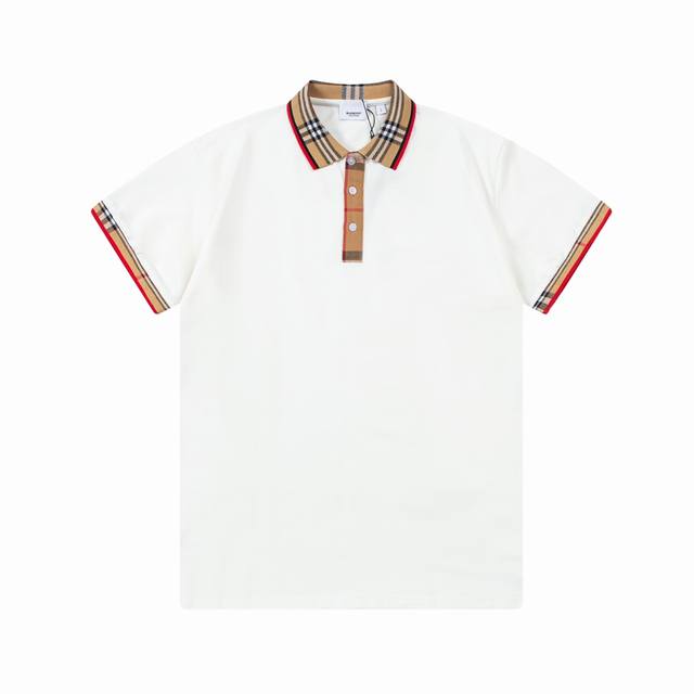 Burberry classic plaid patchwork button woven collar Logo patchwork Polo shirt U