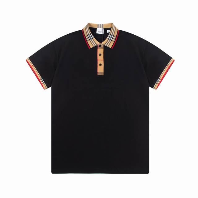 Burberry classic plaid patchwork button woven collar Logo patchwork Polo shirt U