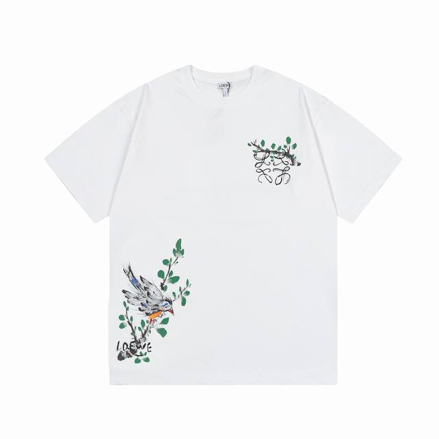 Loewe floral and bird spray painting print Logo exquisite embroidery inspired by