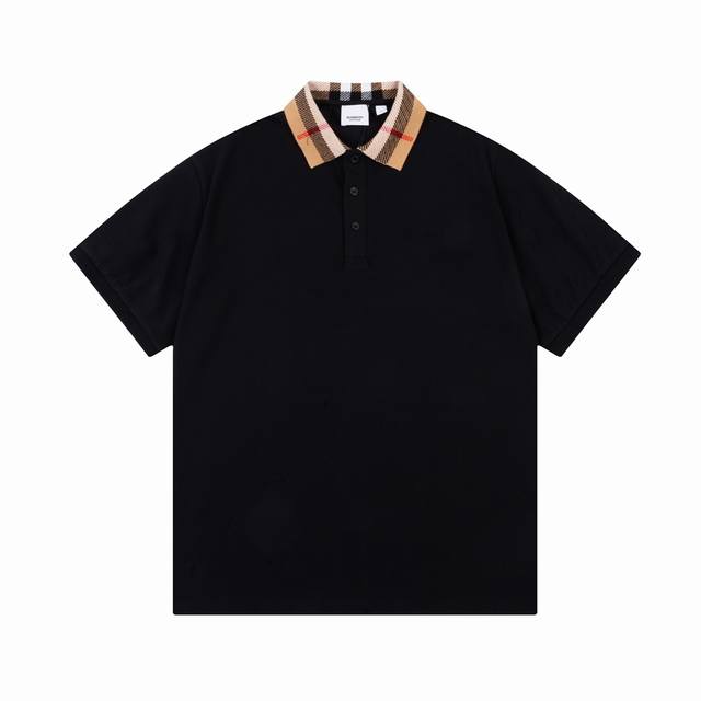 Burberry classic plaid stitching woven collar Tb. Logo print Polo shirt Upgrade,