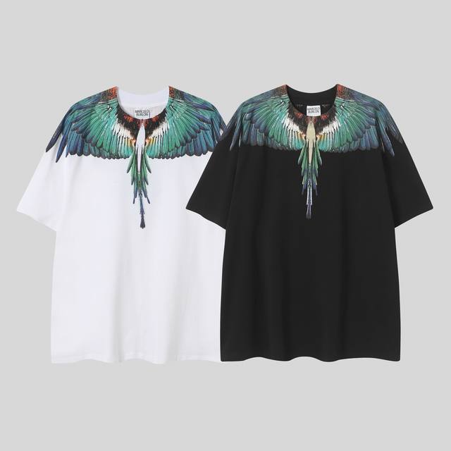 Marcelo Blond Spring/Summer 2025 Mb Blue Green Wings Feather Printed Cotton Shor