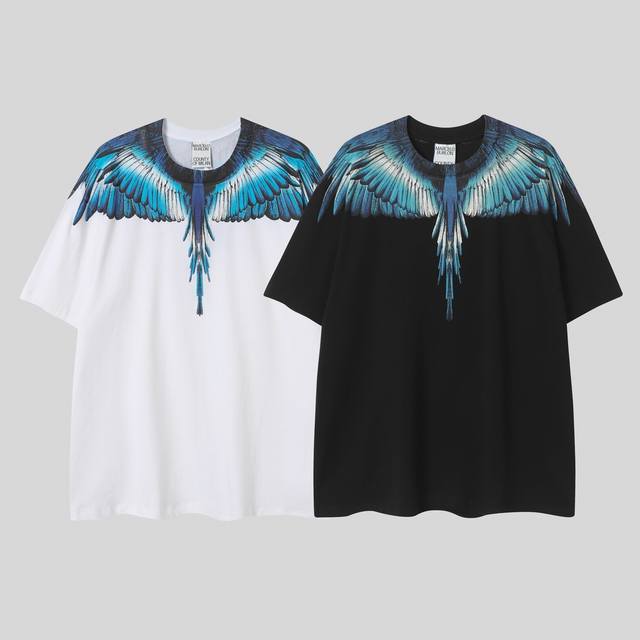 Marcelo Blond Spring and Summer new Marcelo Mb wings gradient blue feather print
