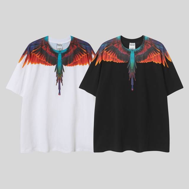 Marcelo Blond Spring and Summer New Mb Fire Feather Wings Printed Short Sleeves