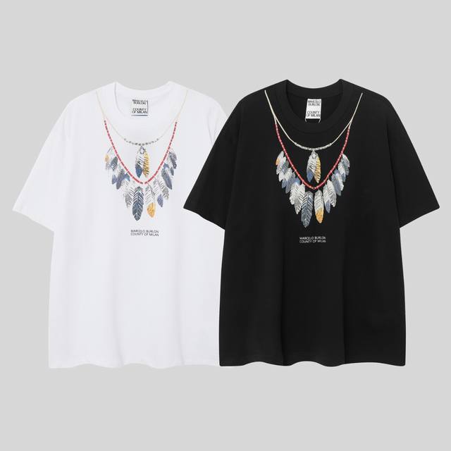 Marcelo Bron new Mb multi-feather necklace non-sense printed pure cotton unisex