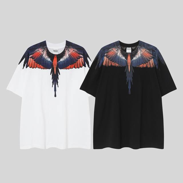 Marcelo Blond Mb new spring and summer color gradient wings feather print pure c