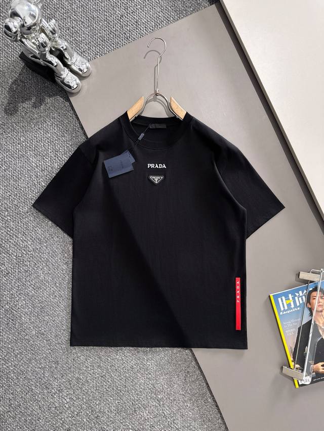 Popular recommendation Prada 25Ss new men's round neck short-sleeved T-shirt hig