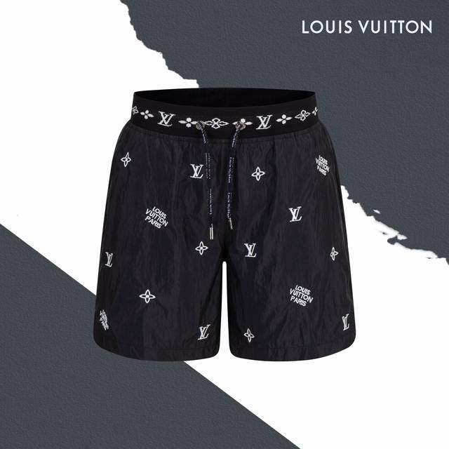 Model No. Sl127 Lv Louis Vuitton ribbon letter logo beach shorts with inner mesh