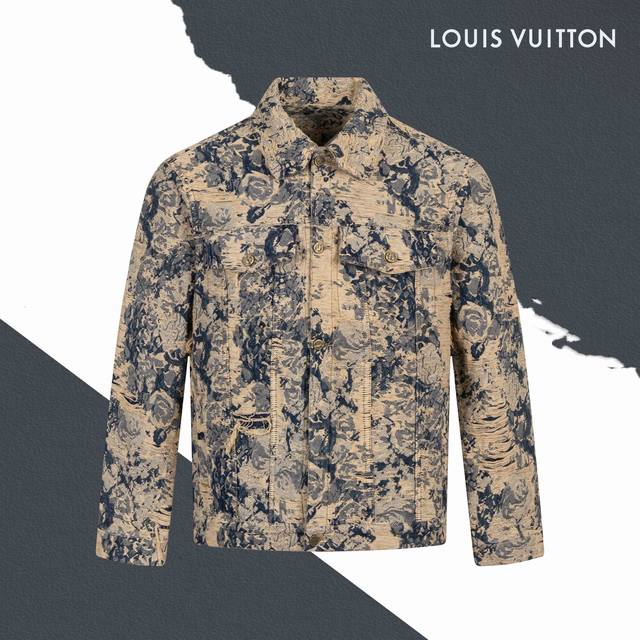 Style No. Sl141 Lv Louis Vuitton tassel floral rose jacquard washed denim jacket