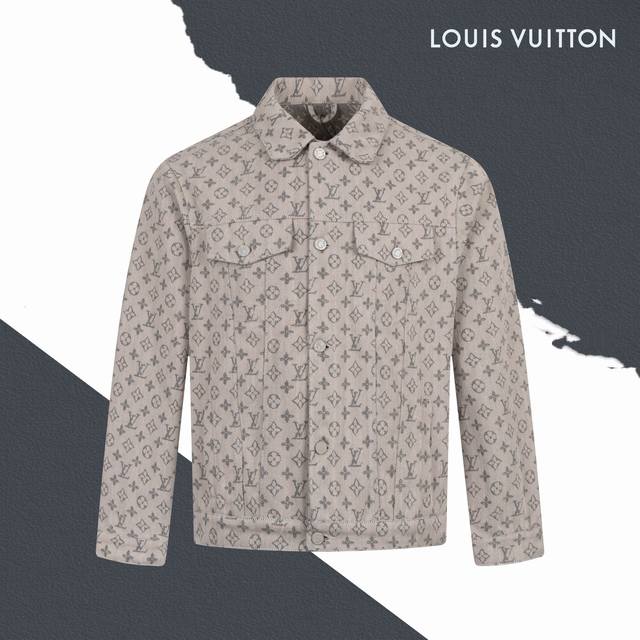 Style No. Sl140 Lv Louis Vuitton full print jacquard logo washed denim jacket Le
