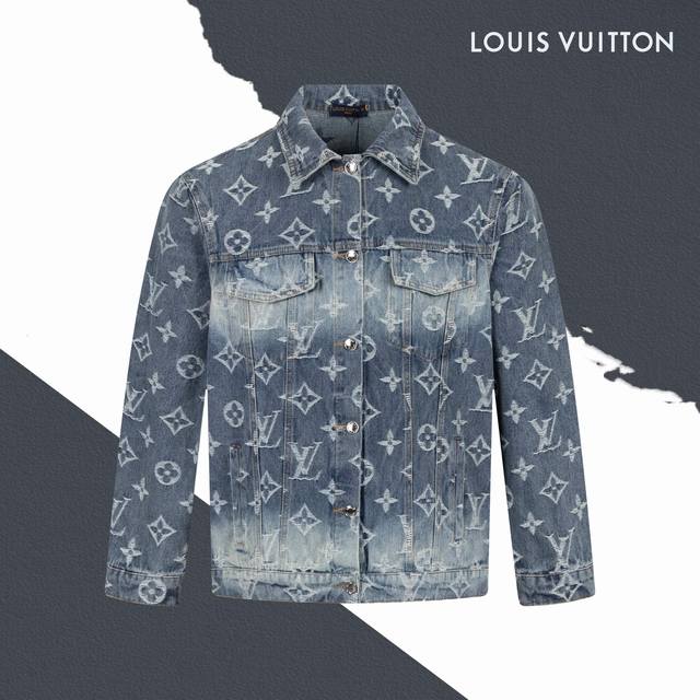 Style No. Sl139 Lv Louis Vuitton full print jacquard worn washed denim jacket Wo
