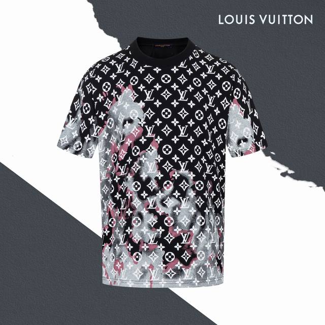 Style No. Sl148 Lv Louis Vuitton Fire Cloud Old Flower Full Print Round Neck Sho