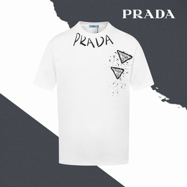 Style No. Sl146 Prada Prada letter size label print round neck short sleeve prin