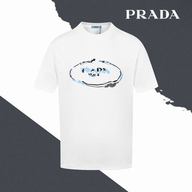 Style No. Sl144 Prada oval letter logo embroidered round neck short sleeves Ten