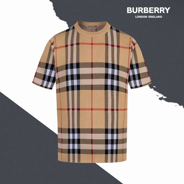 Style Sl138 Burberry classic plaid pattern knitted short sleeves Same style for