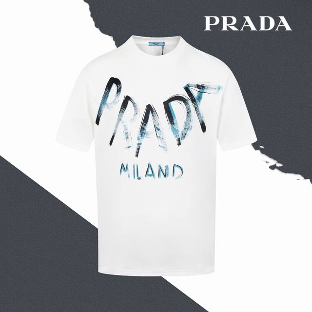 Style No. Sl172 Prada letter necklace graffiti print round neck short sleeves pr