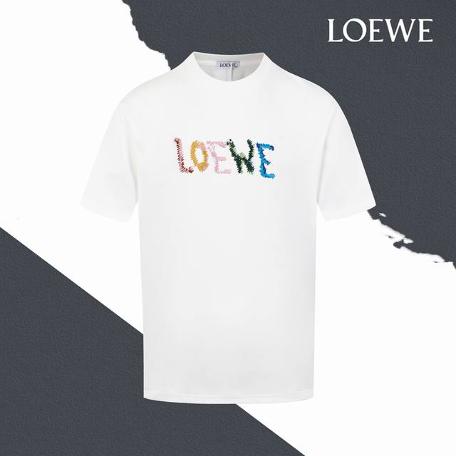 Style No. Sl167 Loewe round neck short sleeves with colorful letters embroidered
