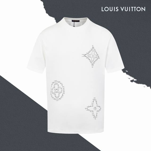 Style No. Sl166 Lv Louis Vuitton multi-logo jacquard embroidery round neck short