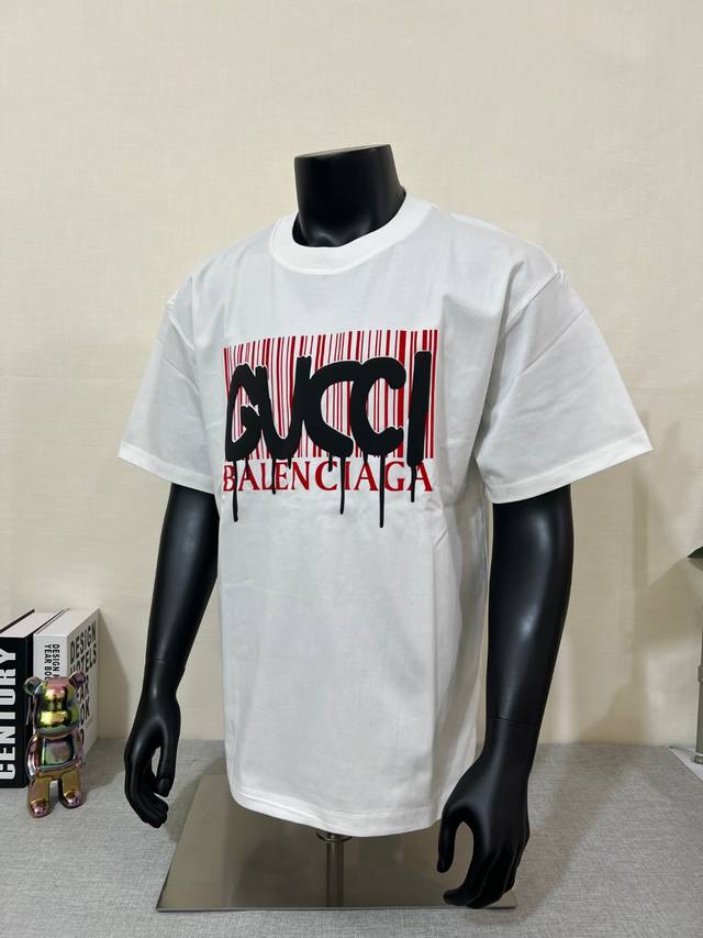 Gucc Balen Gucci Paris 2025Ss designer new short-sleeved T-shirt with printed fo