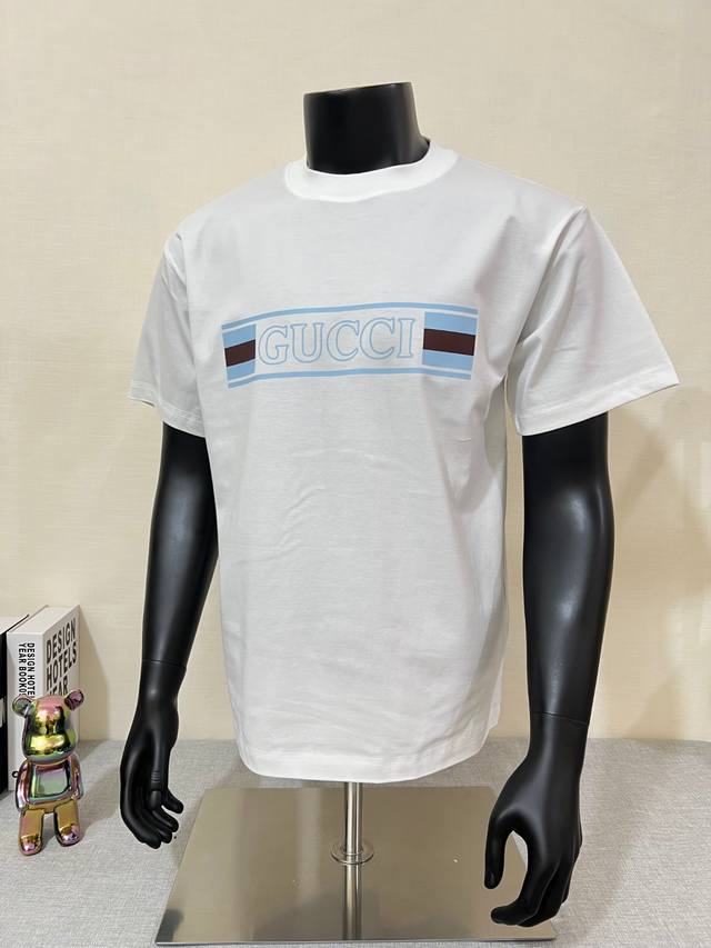 Gucci 25Ss official website synchronization; round neck printed pure cotton T-sh