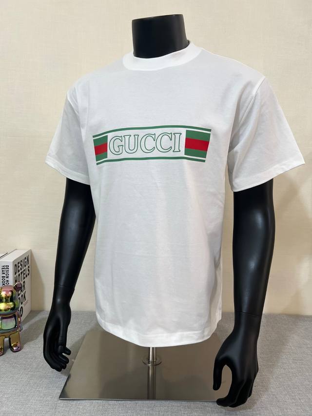 Gucci 25Ss new official website; Logo letter print round neck short sleeve T-shi
