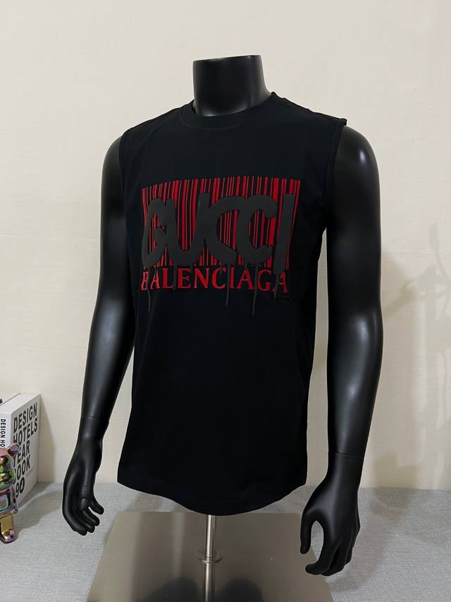 Gucci&Balenciga Gucci&Paris #2025 designer flocked foam printed sleeveless, 240G