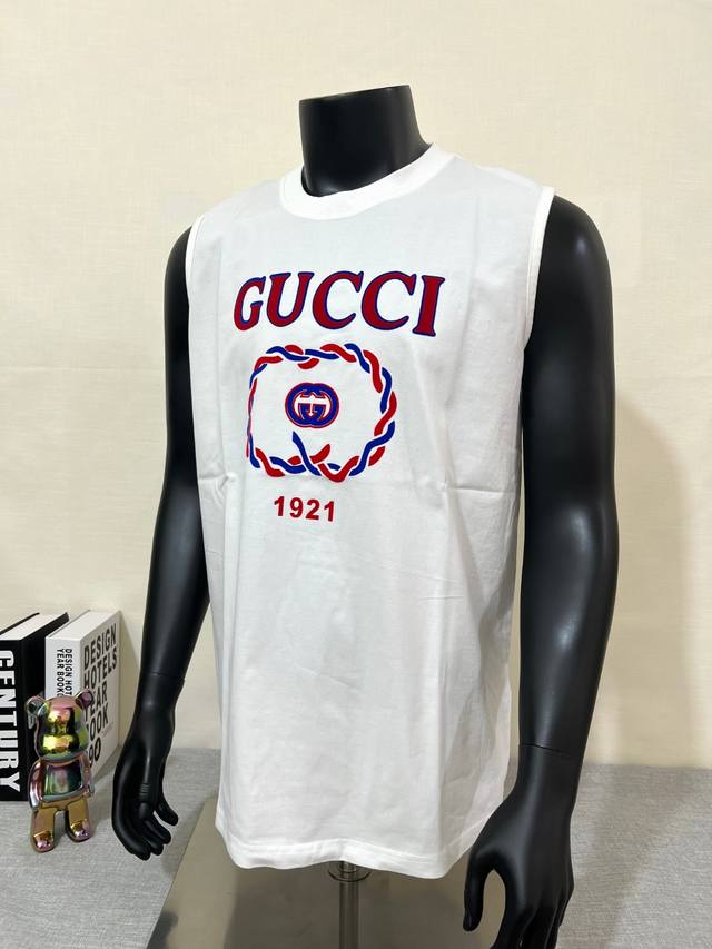 Gucci 1921#Gucci 2025Ss spring and summer new round neck sleeveless vest, the fa