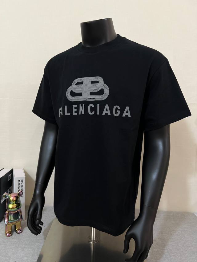 Bale*Ciaga 2025 designer new round neck short-sleeved T-shirt, made of 64 high-d