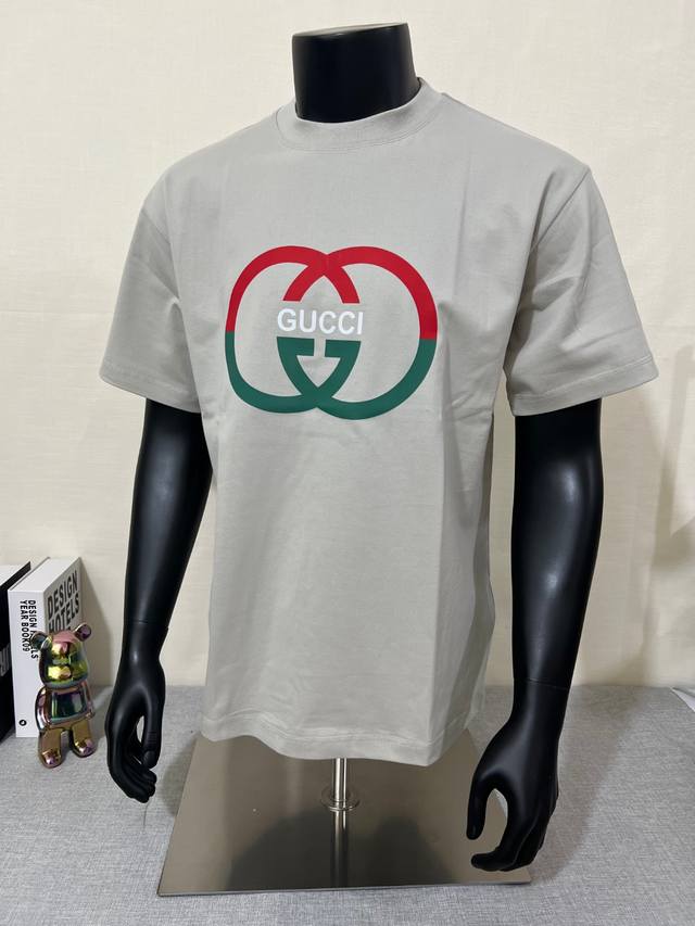 Gucc* Gucci 2025 official website synchronization; Logo printed short-sleeved T-