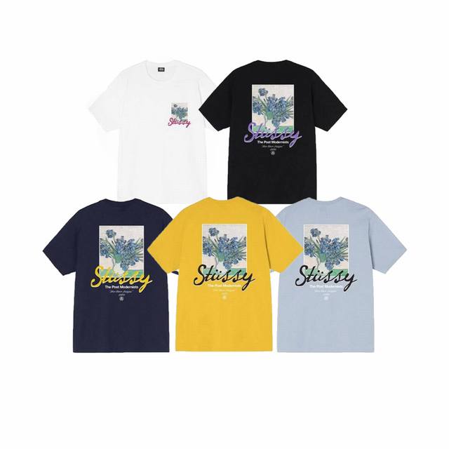 Style No. Xb2142#P50 Stussy Ss25 floral short-sleeved T-shirt for men and women