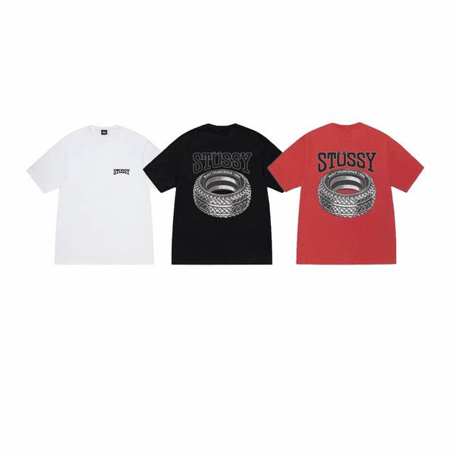 Style No. Xb # Stussy Ss25 tire print short sleeve T-shirt Unisex 230g cotton cy