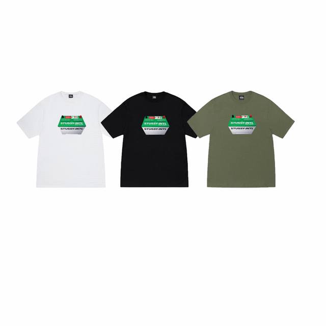 Model No. Xb2129#P50 Stussy Ss25 Battery Printed Short Sleeve T-shirt Unisex 100