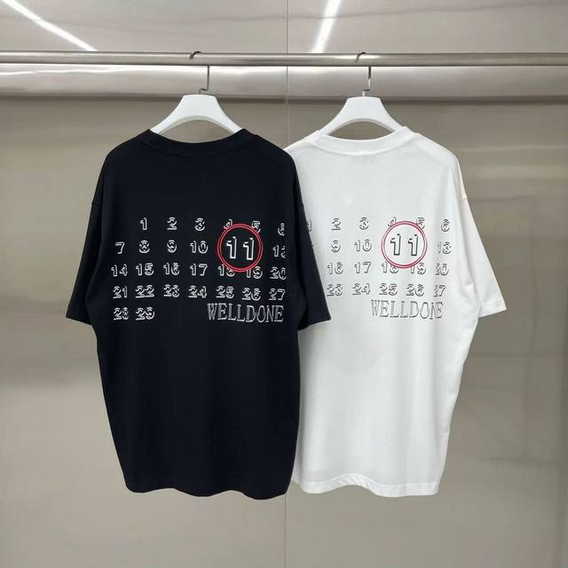 New model number: W248# We11Done calendar print loose round neck short-sleeved T