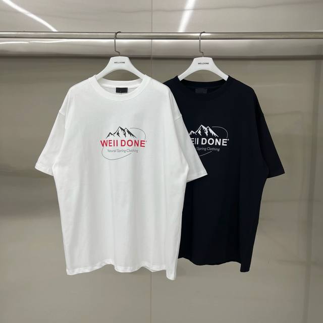 New model number: W242# We11Done mountain print loose round neck short-sleeved T